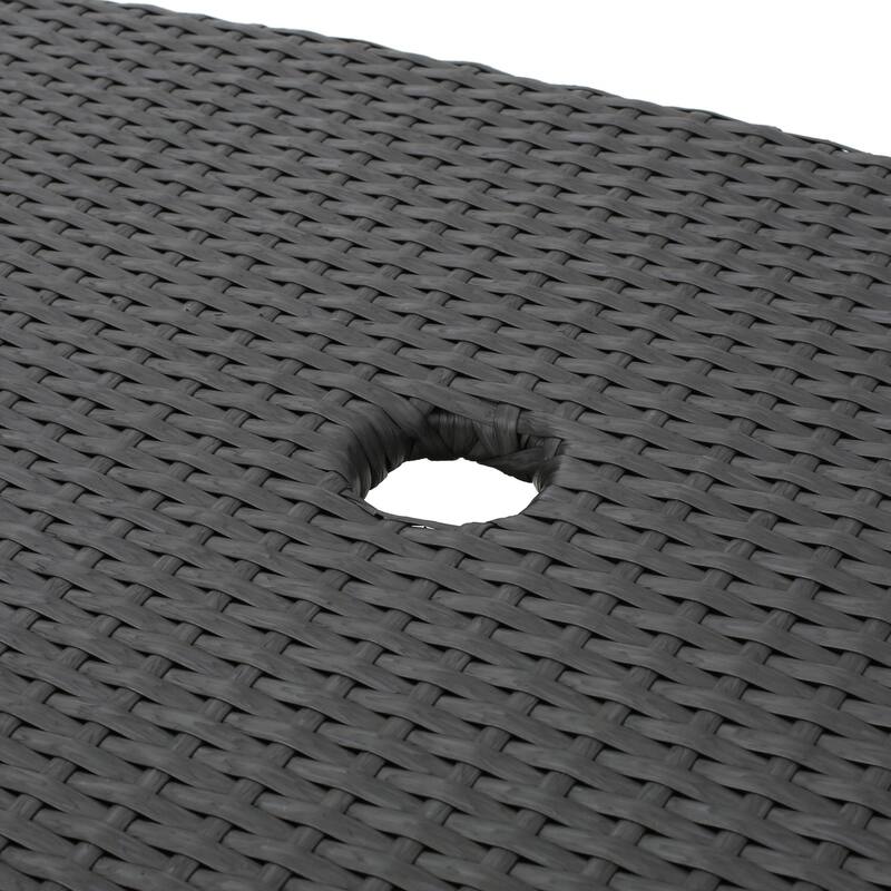 Berkeley Outdoor Wicker Side Table with Umbrella Hole by Christopher Knight Home - 19.5"H x 34"W x 22"D