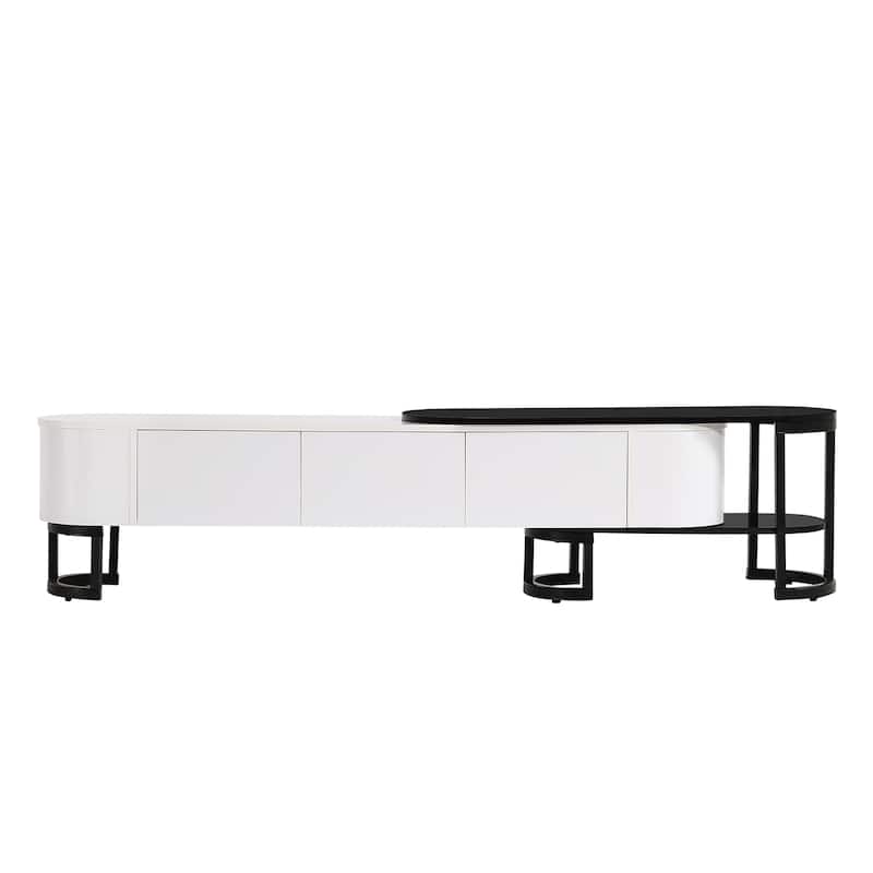67.7"-76.4" Extendable TV Stand for TVs up to 75'', Media Console Table w/ 3 Drawers, TV Media Center w/ Adjustable Legs