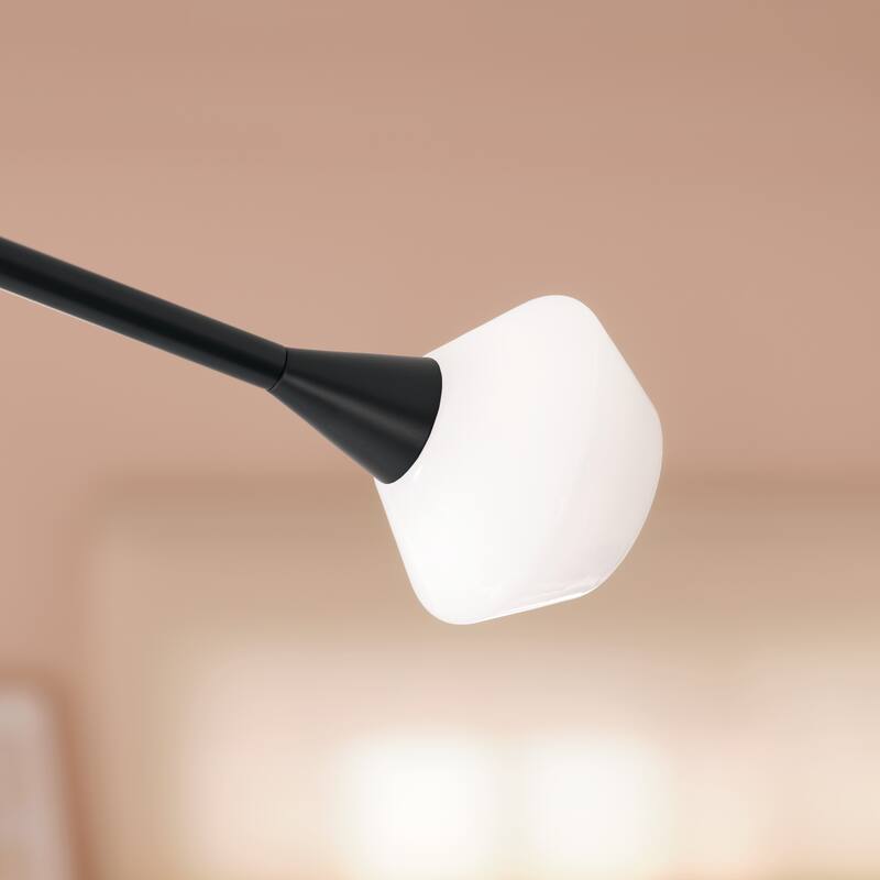 Cassius 61.25 Inch 8 Light Convertible Chandelier with Opal Glass in Black