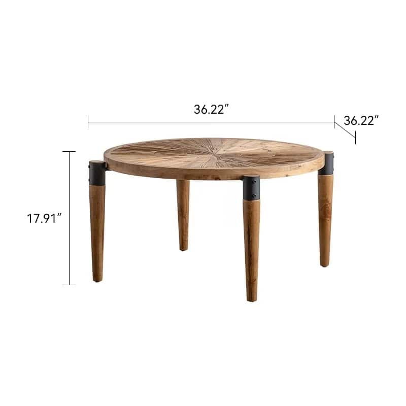 Round Rustic Wood Coffee Table - 36" Farmhouse Modern Center Table for Tea, Cocktail, Bedroom or Office