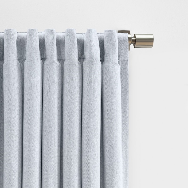 Herringbone Premium 100% Cotton Lined Rod Pocket W Back Tabs Single Curtain Panel