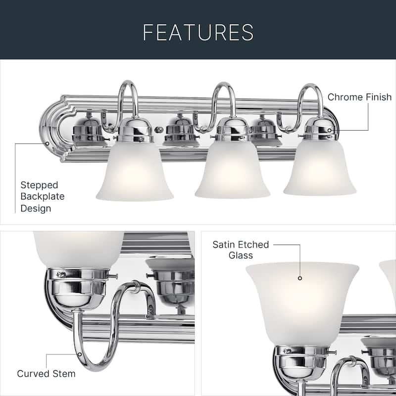 Kichler Lighting Traditional 3-light Chrome Bath/Vanity Light