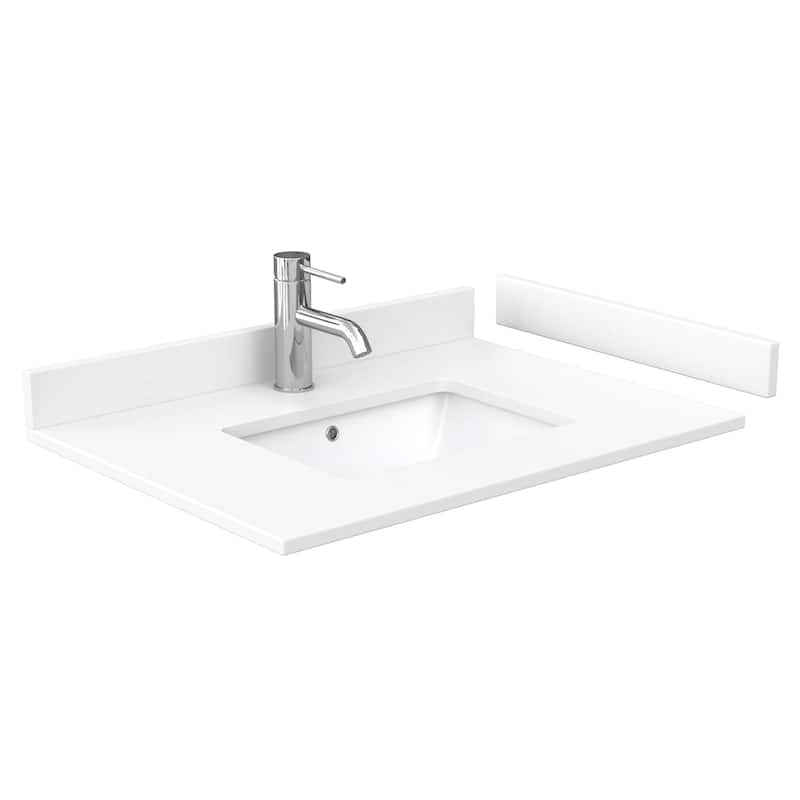 Wyndham Collection 30" Single Vanity Top with Undermount Rectangular - White Cultured Marble