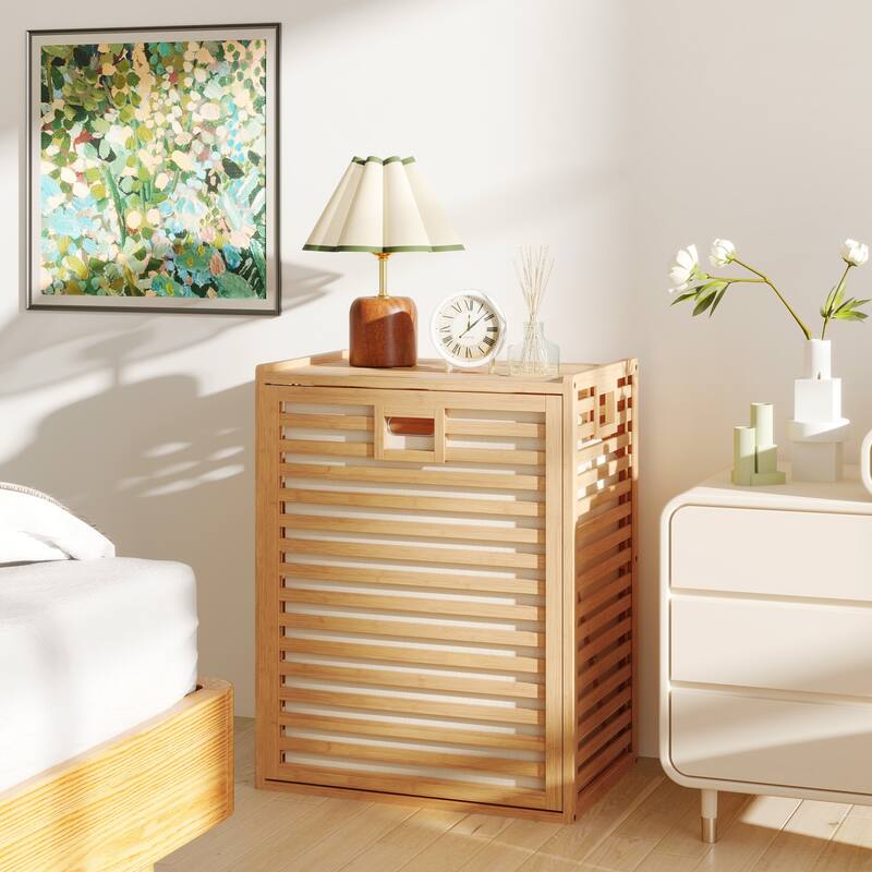 18 Gallon Multi-Room Natural Wicker Laundry Hamper with Airflow Design and Removable Fabric Storage Bin