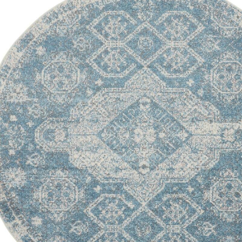 Power Loomed Distressed Geometric Stain Resistant Low Pile Area Rug - 94' X '94' X '0.25