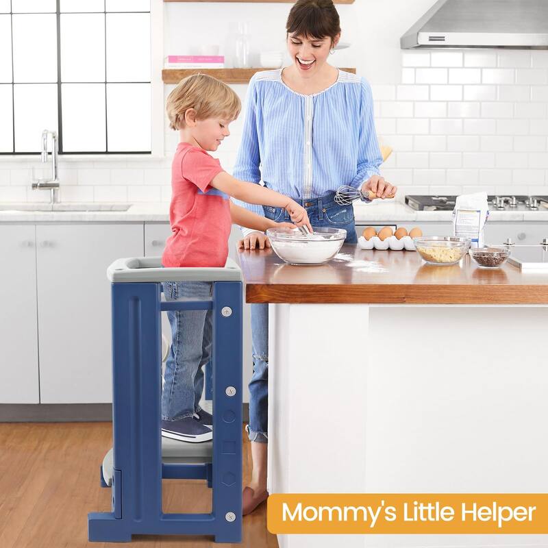 Kids Kitchen Step Stool with Dry Erase Board - 18.5"D x 18.5"W x 34.5"H