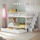 preview thumbnail 2 of 34, Stairway Full-over-Full Bunk Bed with Twin size Trundle and Guard Rail for Bedroom
