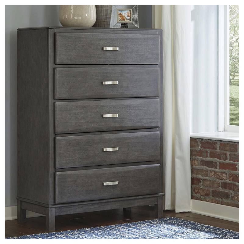 Caitbrook Five Drawer Chest - Contemporary Style - Gray - Gray - 5-drawer