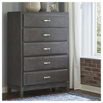 Caitbrook Five Drawer Chest - Contemporary Style - Gray