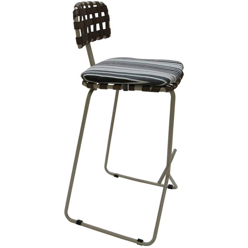 Outdoor/Indoor Metal Bar Stool 30" - Nikki - Striped Fabric