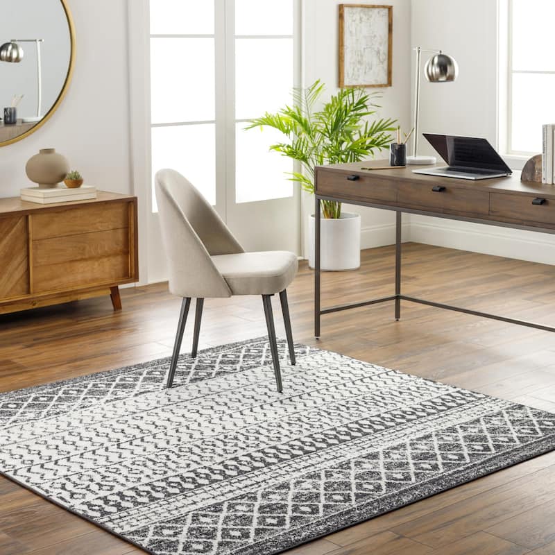 Livabliss Elaziz Moroccan Geometric Area Rug - Black - 5'11" x 5'11" Square