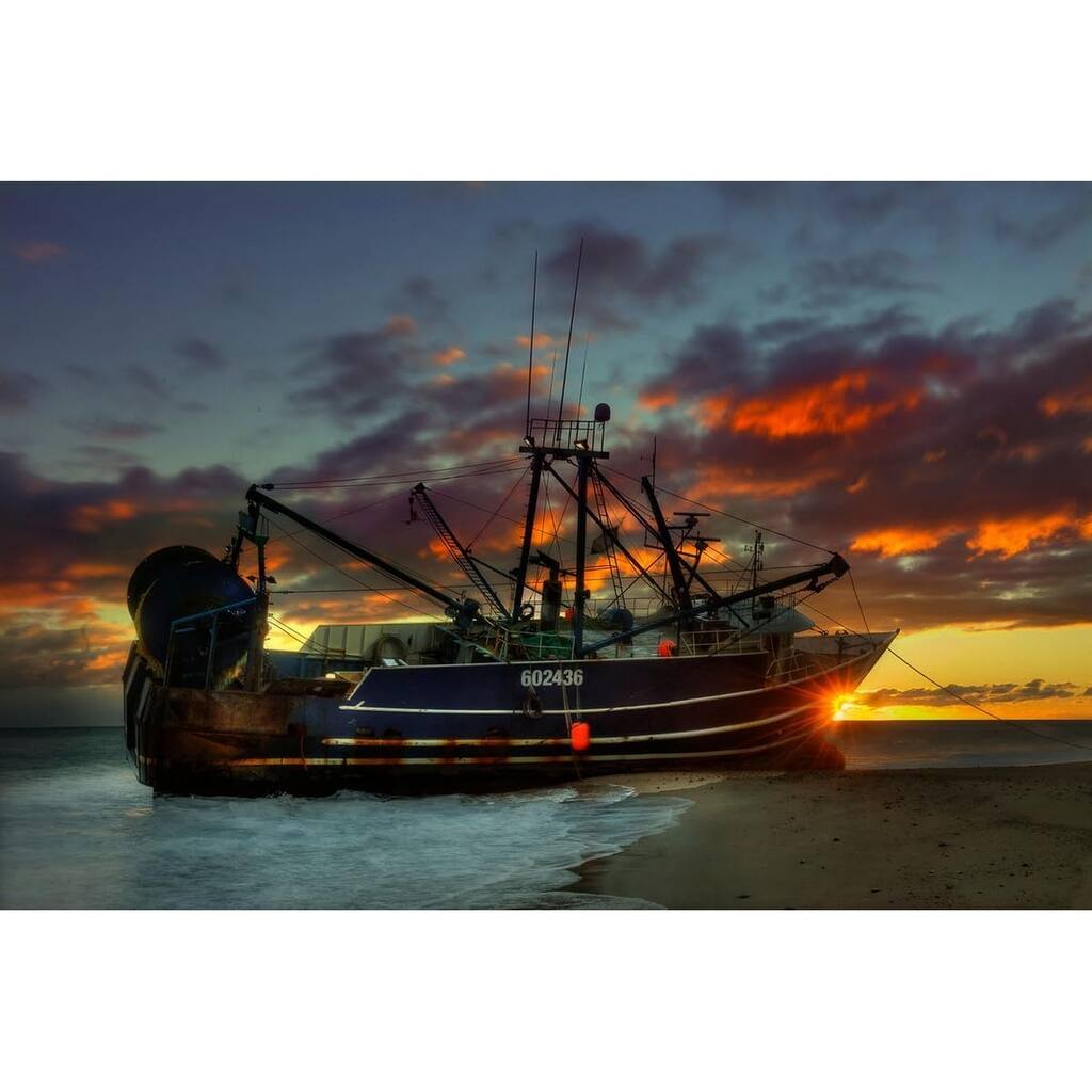 Grounded Boat After Storm Sunset Cape Cod by Wayne Collamore Art Poster - Print On Demand