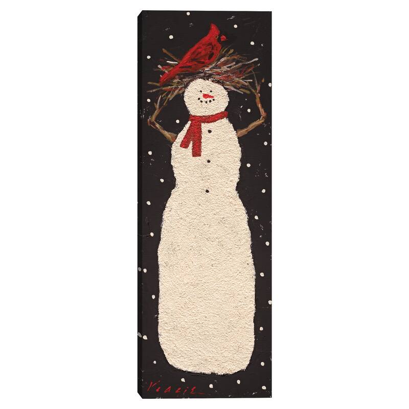 Tall Snowman with Cardinal by Mary Miller Veazie Canvas Art Print