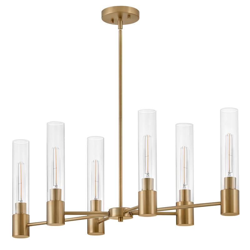 Lark 85406 Shea 6 Light 34" Wide Linear Chandelier with Clear Glass