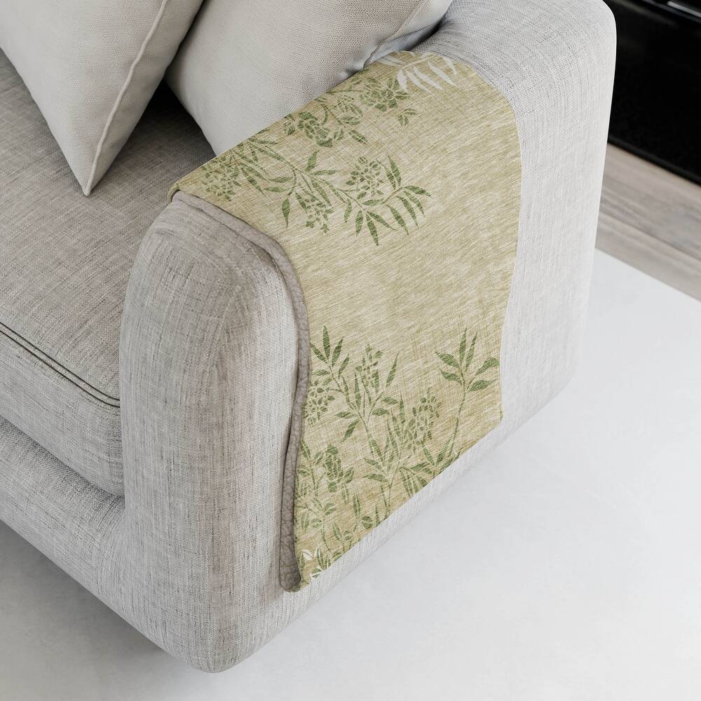 Premium Machine Washable Modern Floral Sherpa Throw Blanket