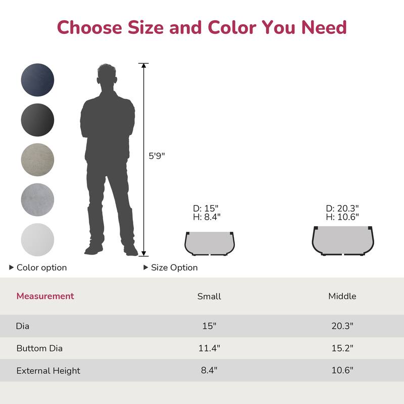 Upgraded Interior Concrete Curvy Round Planter