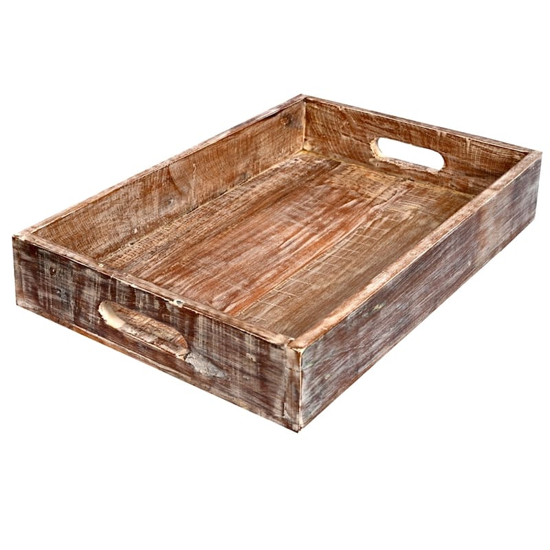 Solid wood Reclaimed Rustic 18 inch farmhouse decorative serving tray distressed