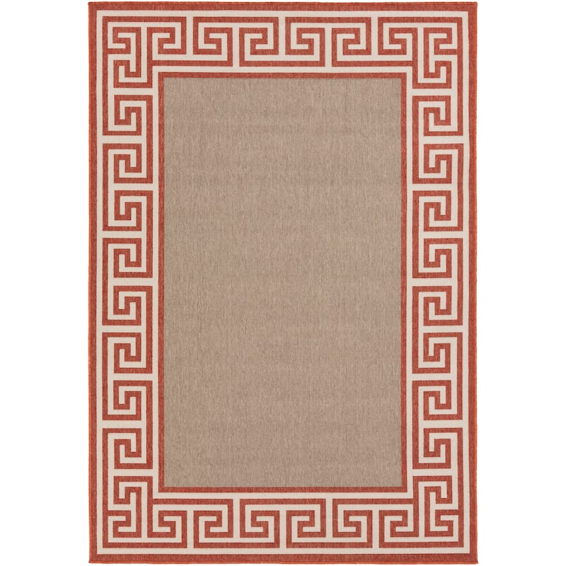 Annette Greek Key Border Indoor/Outdoor Area Rug