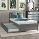 preview thumbnail 1 of 7, Grey Twin Size Wood Platform Bed with Trundle Gray