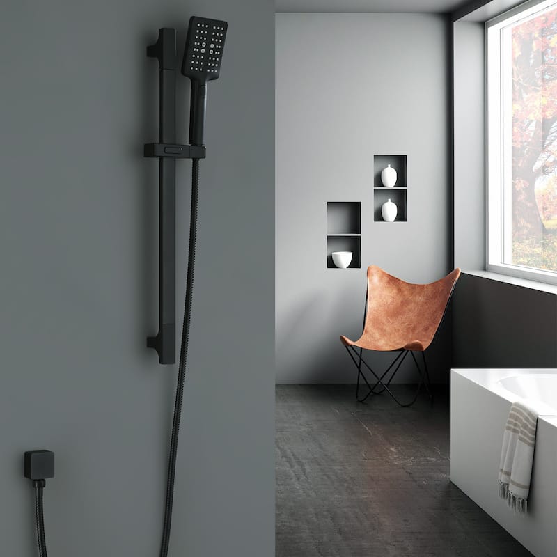 3-Spray Function Hand Shower With Slide Bar Kit In Matte Black