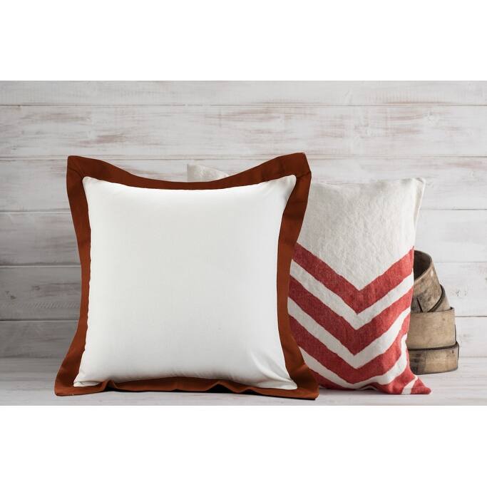 HomeRoots 20" X 20" White And Cinnamon 100% Cotton Geometric Zippered Pillow