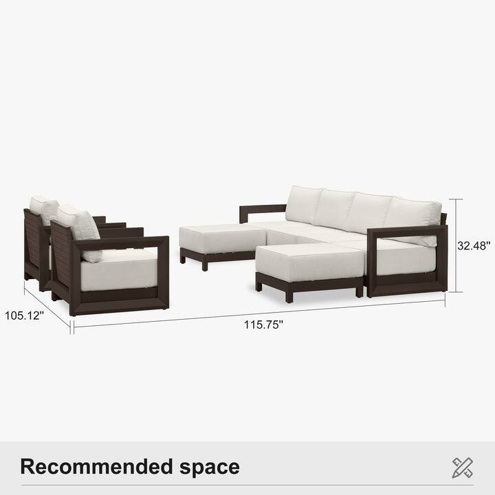 PURPLE LEAF Caesar Enclosed White Outdoor Couch with 9.6" Thick for Yard Porch Deck Patio Conversation Sets