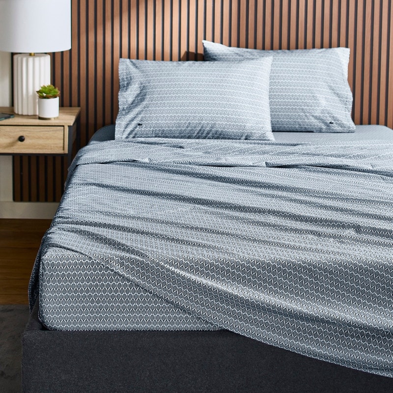 Lacoste Racquet Print Percale Cotton 4-Piece Sheet Set Overstock