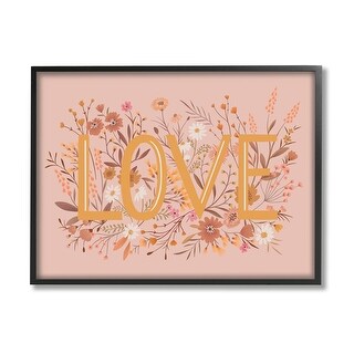 Stupell Botanical Love Typography Delicate Floral Details Framed Wall ...