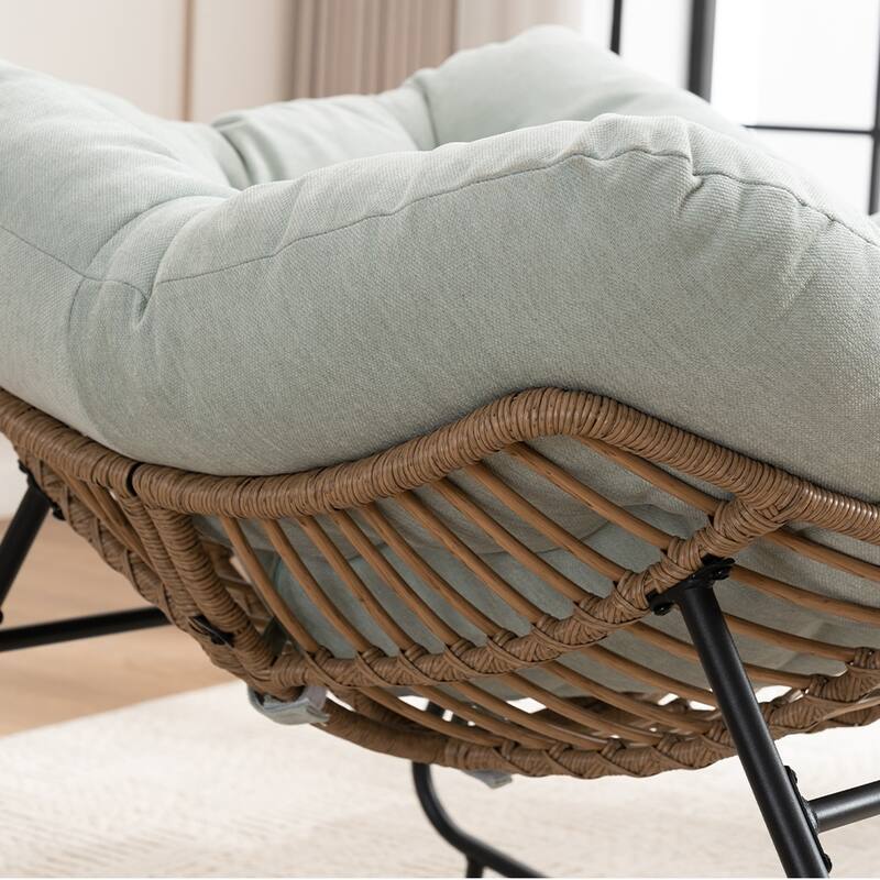 Wicker Rocking Chair Accent Chair with Ergonomic Design, Gentle Rocking Motion Lounge Chair for Living Room