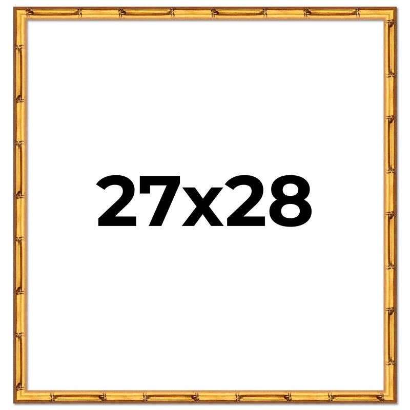 27x28 Frame Gold Bamboo Picture Frame Modern Photo Frame Includes UV Acrylic Shatter Guard Front Acid Free Foam Backing Board