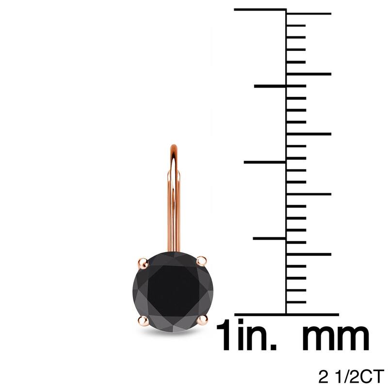 Auriya 1 to 4ctw Round Black Diamond Earrings 14k Rose Gold Lever-back - 2.50ctw