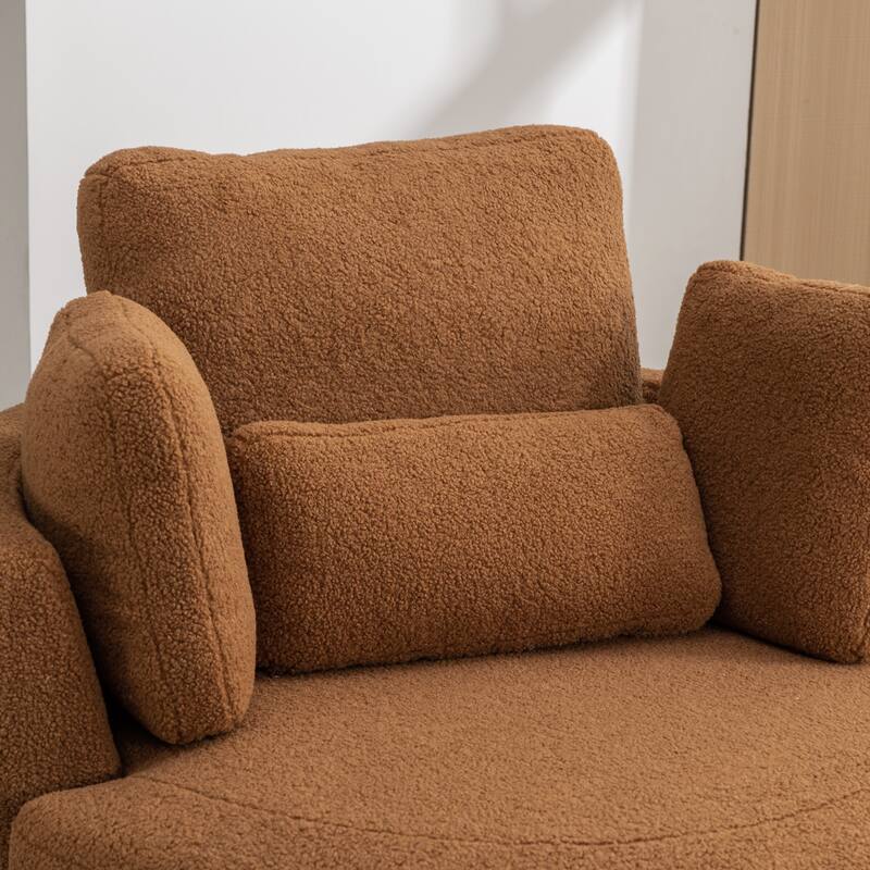 42.3"W Upholstered Swivel Accent Chair with 4 Pillows and Half-Moon Storage Ottoman
