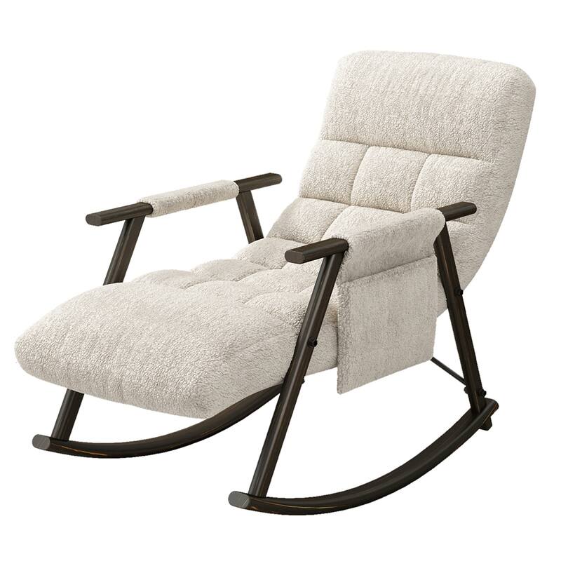 Folding Rocking Upholstered Chair with Adjustable Back and Footrest