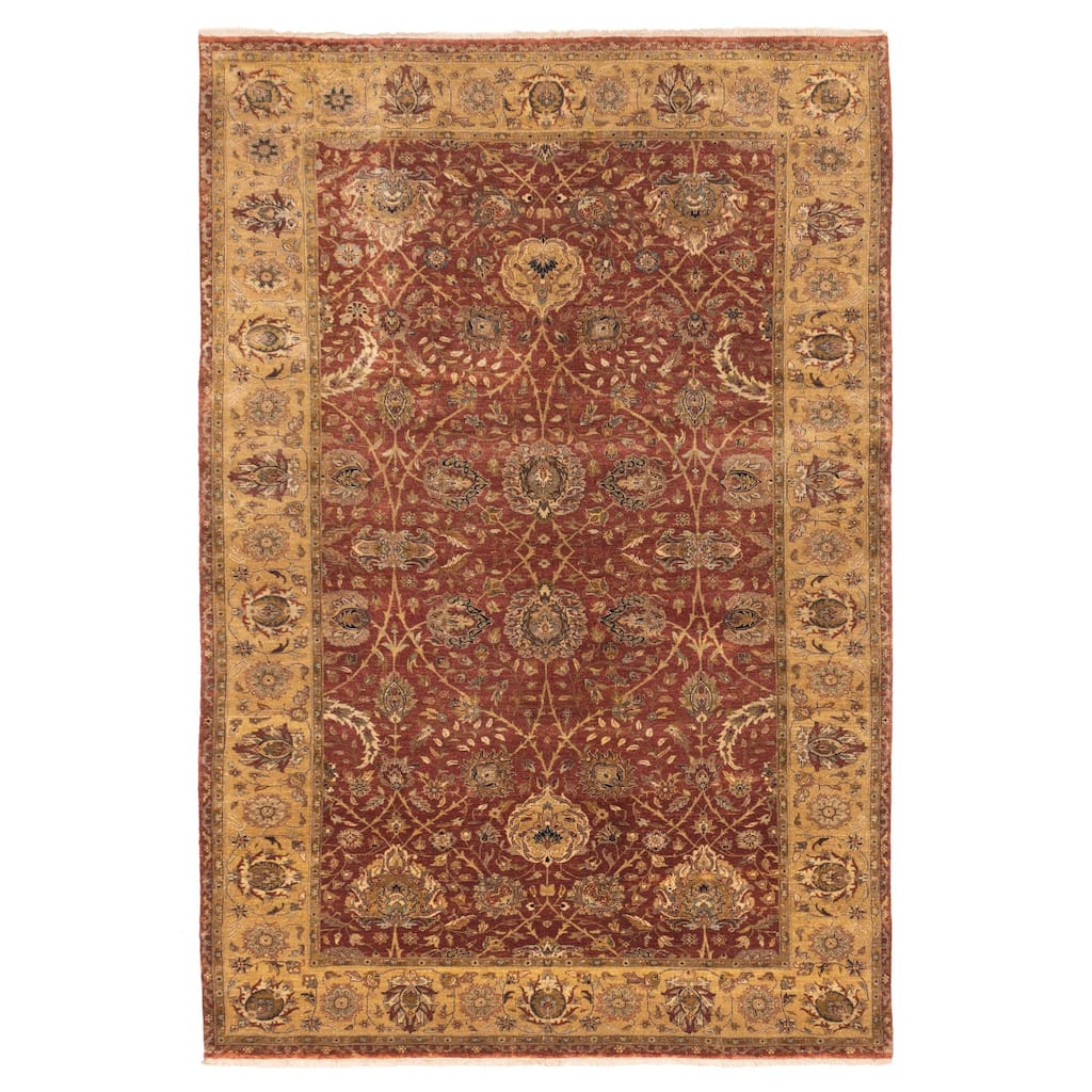 ECARPETGALLERY Hand-knotted Mirzapur Dark Copper Wool Rug - 6'2 x 9'2