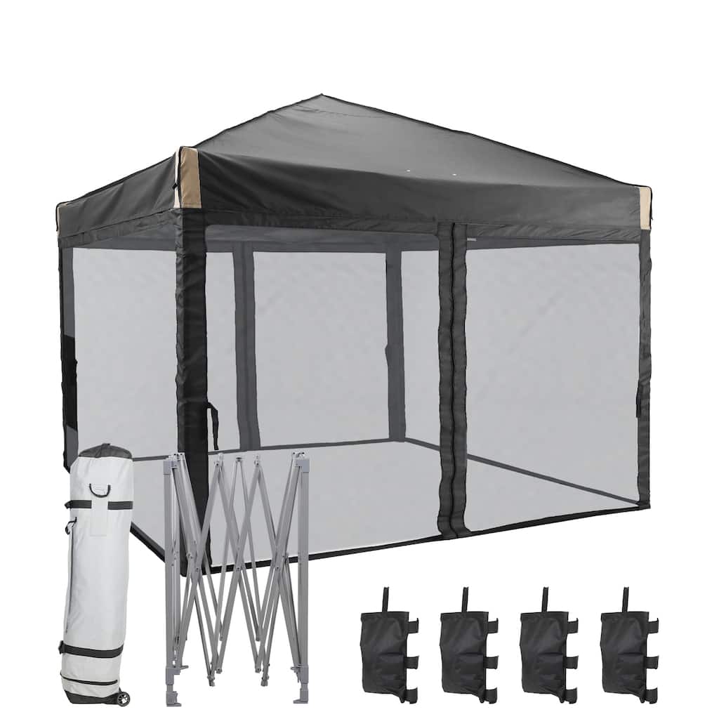 Aoodor 10 x 10 FT Pop Up Canopy Tent Portable Instant Shade Canopy with Netting for Camping, Party and Other Outdoor Events