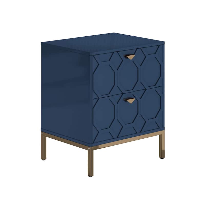 Clihome Wooden 2-Drawer Storage Nightstand