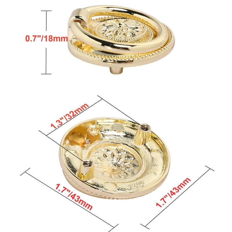 Utopia Alley Medici Cabinet Ring Pull Knob - Decorative Cabinet Gold Drop Pull Knobs - Metal Drawer Pull Knobs 1 5/8"