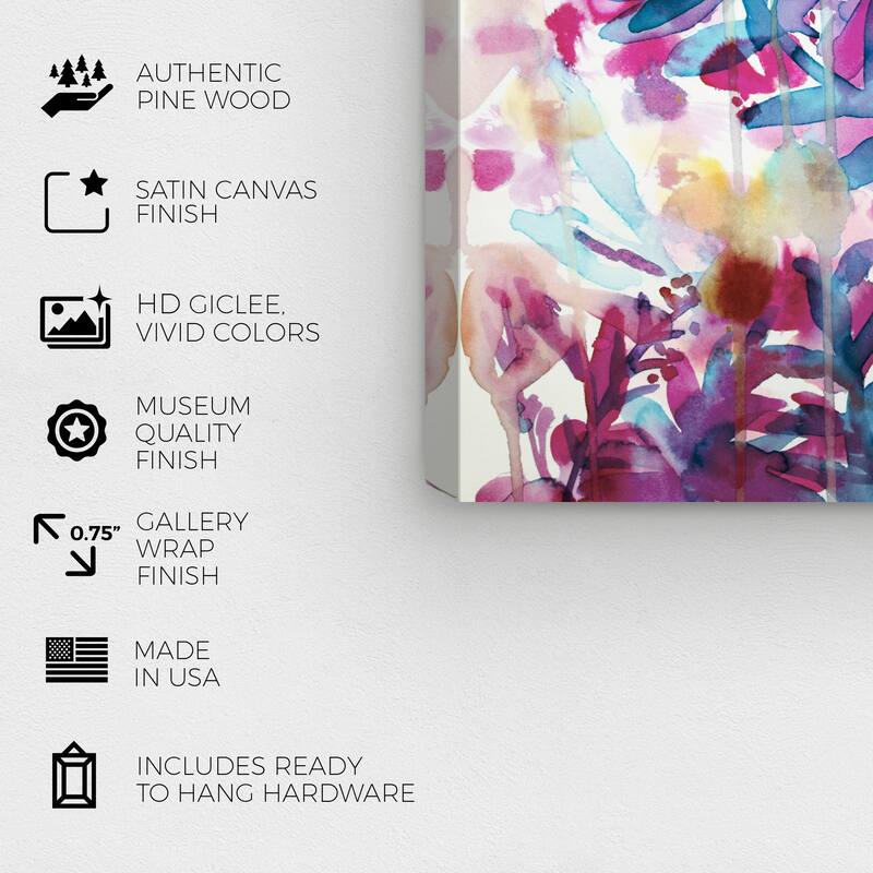Wynwood Studio Canvas Floral and Botanical Floral Splash Pink and Modern & Contemporary Wall Art Canvas Print