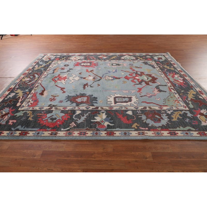 Transitional Oushak Indian Area Rug Handmade Wool Carpet - 8'2" x 9'9"