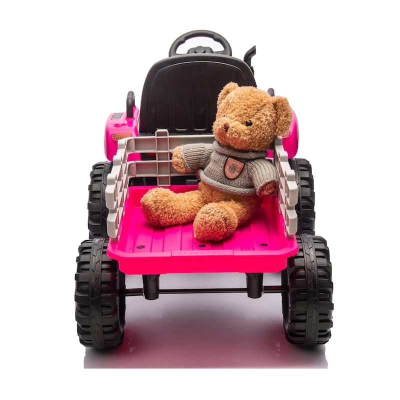 Ride on Tractor,Trailer,24VBattery Powered Electric Toy,200w*2motor 1.86-4.97MPH,Remote Control,3 speed adjustable,LED,safe belt