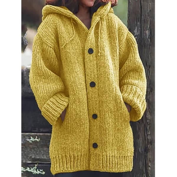 New button down hooded knitted cardigan clearance