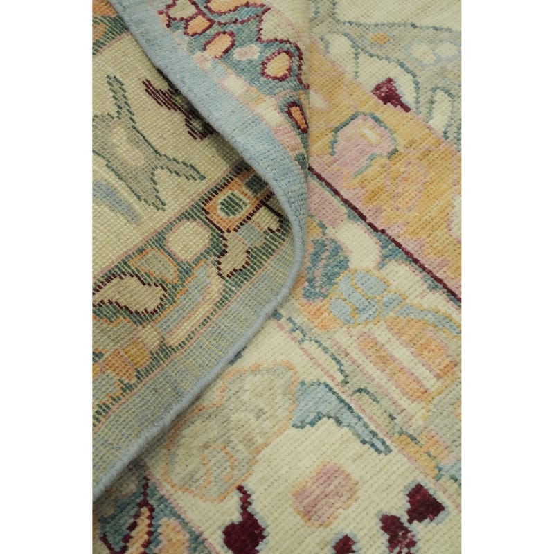 Vegetable Dye Wool Oushak Turkish Area Rug, Medallion Geometric Carpet - 12' 1'' X 9' 0''