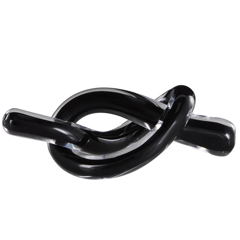 Glass Knot Abstract Twisted Loop Decorative Sculpture - Set of 2 Blue or Black - Roche River Decor