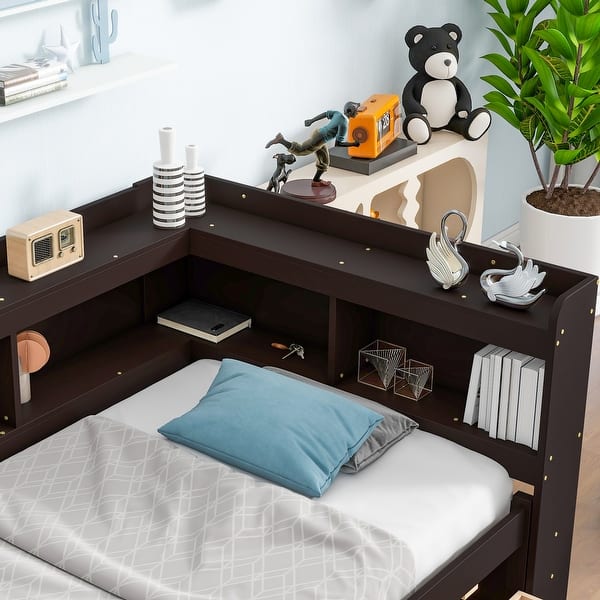 slide 2 of 28, Twin Bed with Bookcases & Drawers - Space-Saving