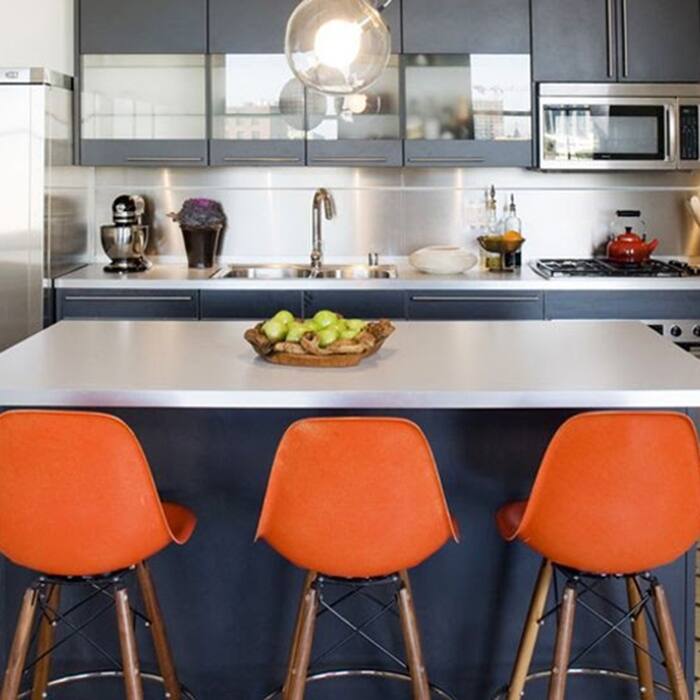 Set of 2 Modern 28" Color Seat Height DSW Molded Armless Plastic Counter Bar Stool Natural Wood Eiffel Dowel Legs Kitchen