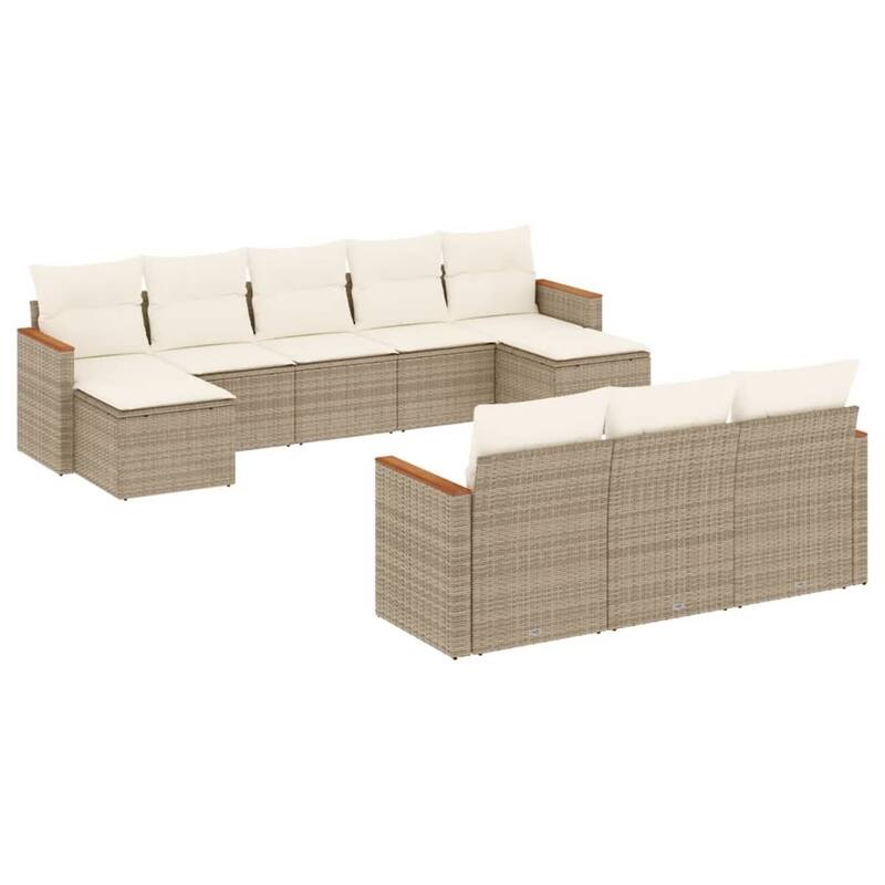 vidaXL Patio Sofa Set with Cushions Outdoor Conversation Furniture Poly Rattan