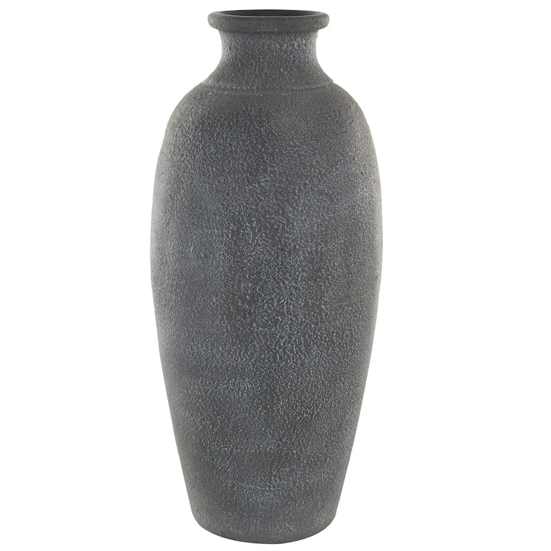 Black Ceramic Textured Whitewashed Vase