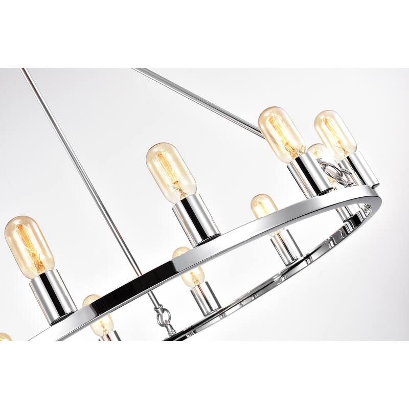 Liam 12-Light 35 Inch Round Wagon Wheel Chandelier