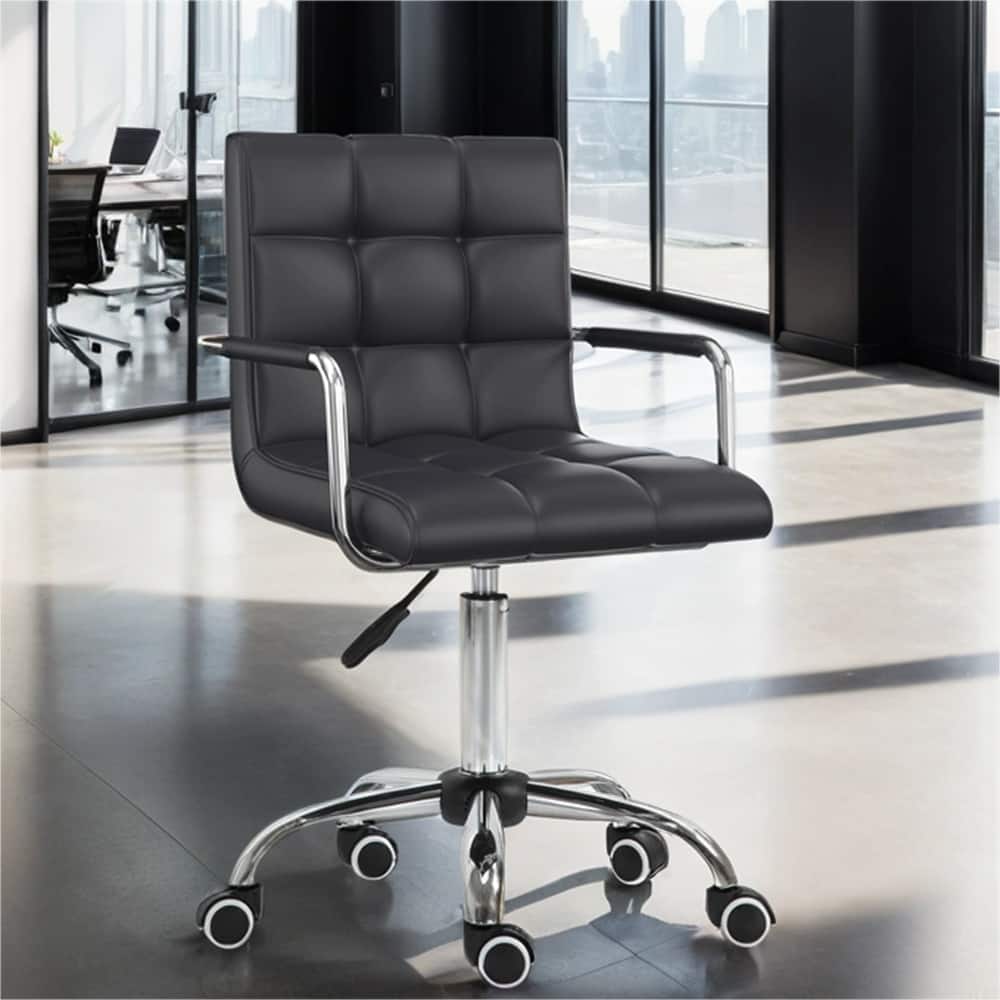 PU Leather Home Office Chair with Adjustable Height, Swivel Wheels