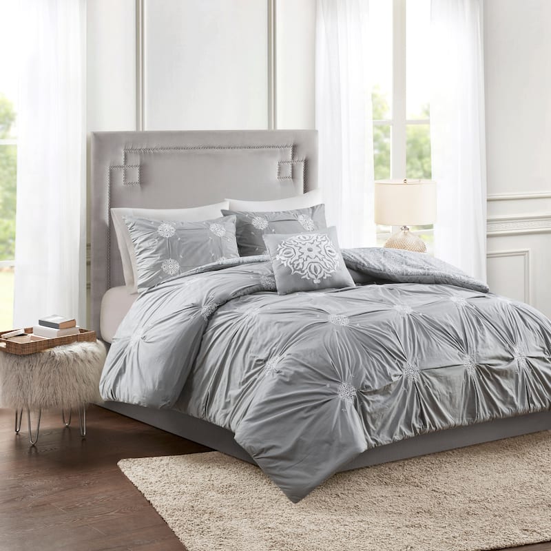 Madison Park Edna Embroidered Cotton Reversible Duvet Cover Set